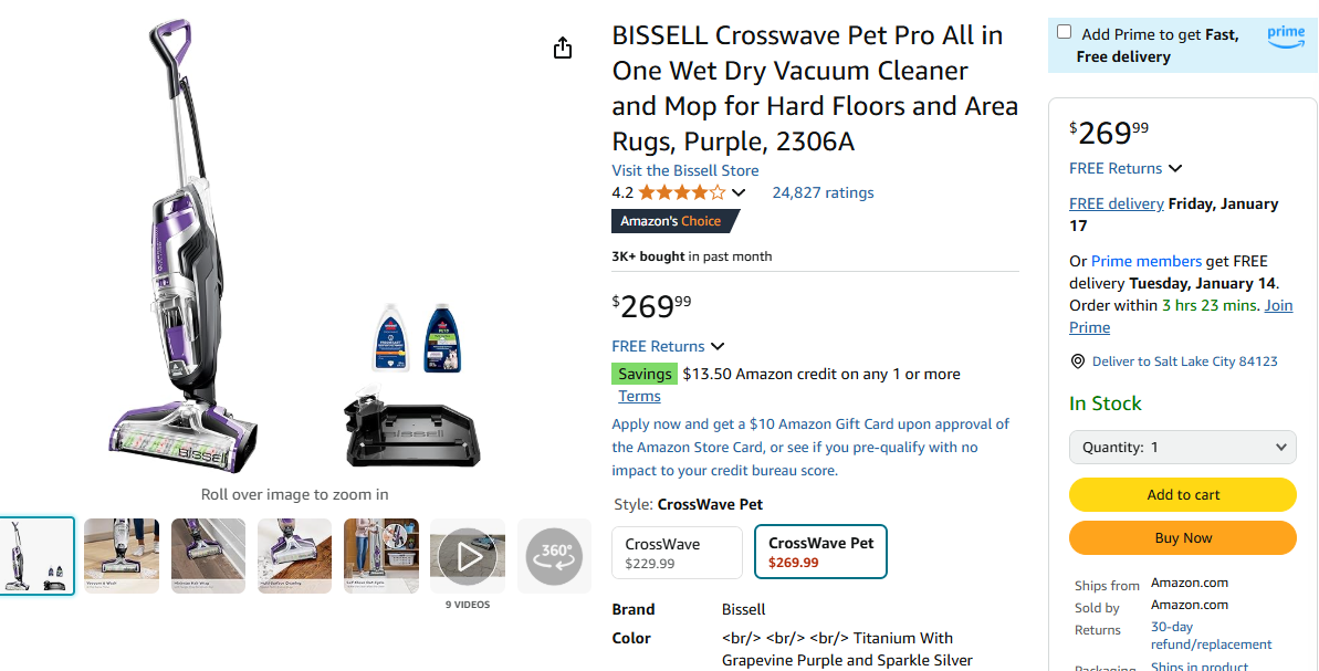 BISSELL Crosswave Pet Pro All in One Wet Dry Vacuum Cleaner and Mop - Photo 8